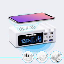 Multifunction 6 USB Port Home Travel Wall Power Adapter QC3.0 Quick Charge Wireless Charger Phone Holder